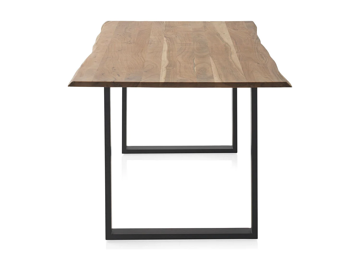 Mesa de madeira maciça de acácia 180x90 com pés de metal preto