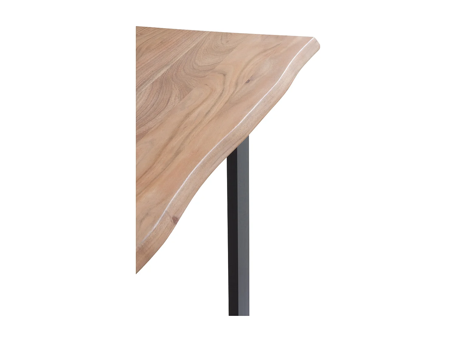 Table en bois massif d'acacia 180x90 avec pieds métalliques noirs