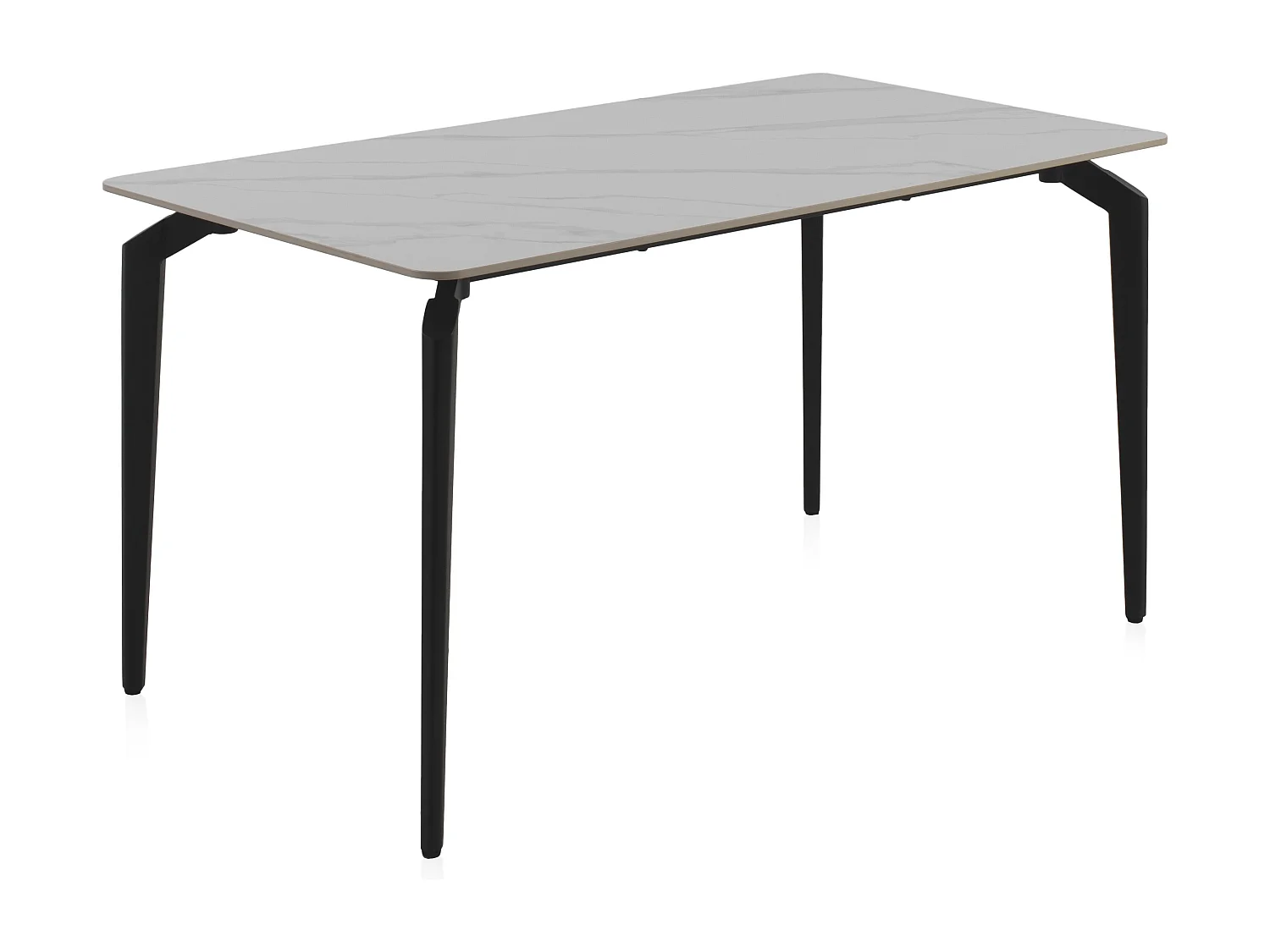 Weißer Keramiktisch mit schwarzen Metallbeinen 140x80