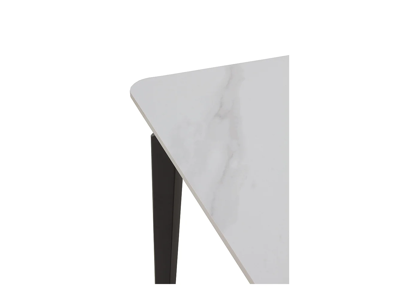Table en céramique blanche avec pieds en métal noir 140x80
