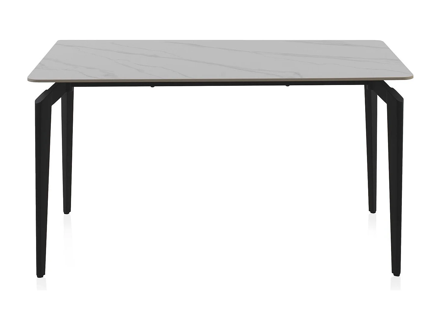 Weißer Keramiktisch mit schwarzen Metallbeinen 140x80