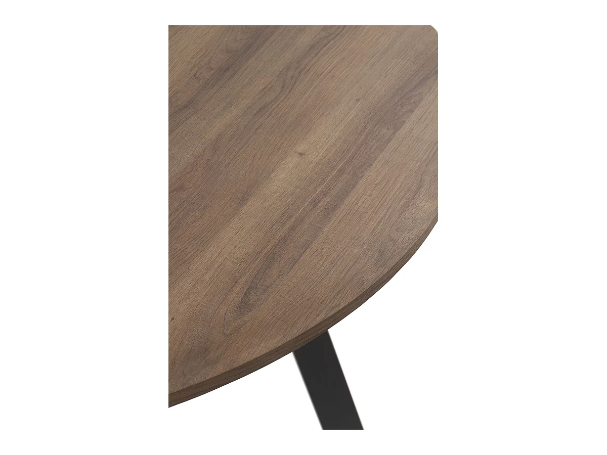 Table en mélamine effet bois de chêne avec pieds en métal 110 diamètre
