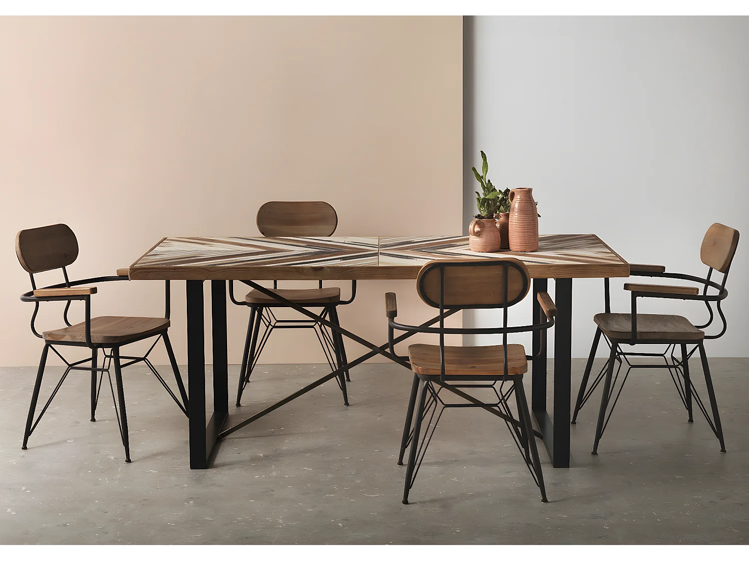 Tavolo in medium density fiberboard con gambe in metallo 180x90