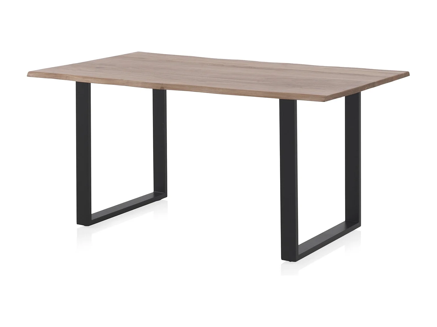 Table en bois massif d'acacia 160x90 avec pieds métalliques noirs