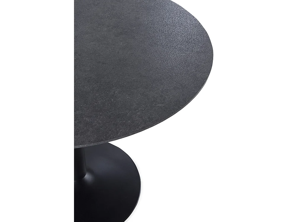 Mesa de melamina color gris con pie central metálico negro 100 diámetro