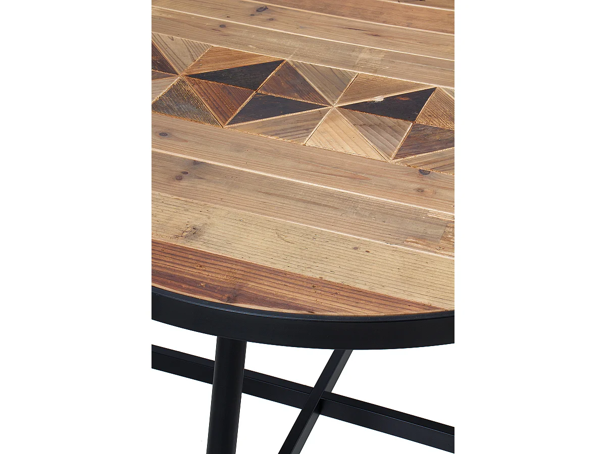 Mesa de madera reciclada 100 cm diámetro con pie metalico negro