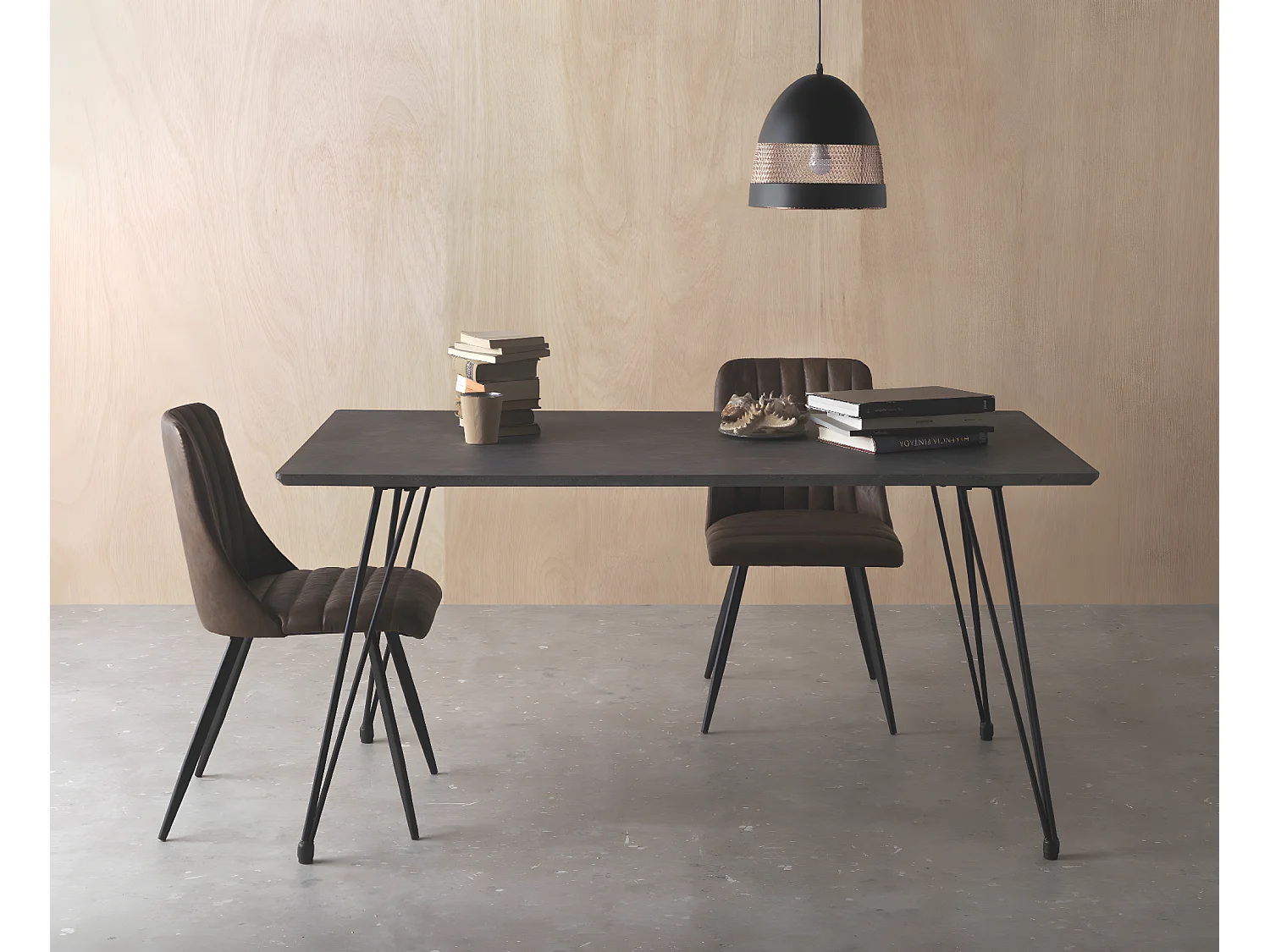 Mesa de melamina efecto oxido con patas metal 160x90