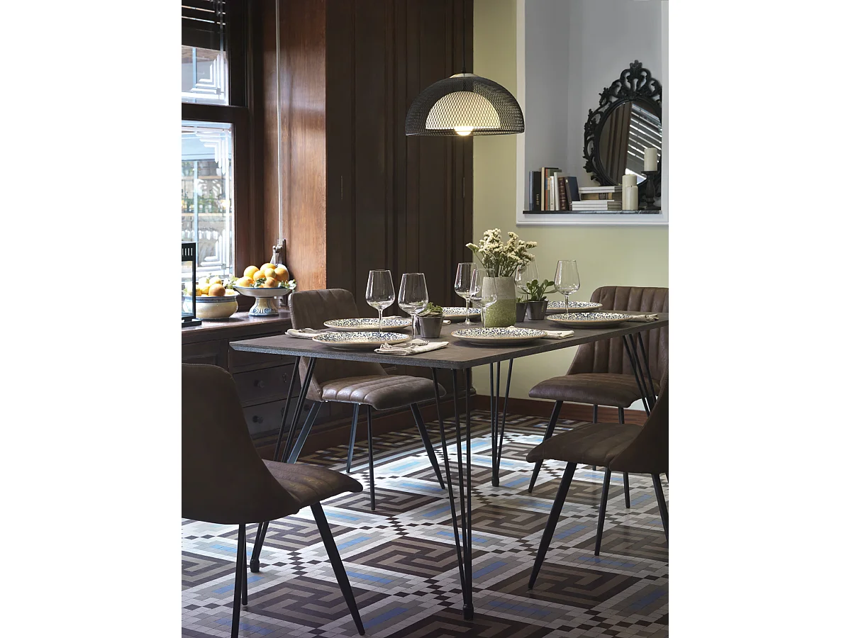 Mesa de melamina efecto oxido con patas metal 160x90