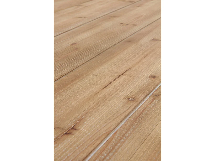 Tisch aus mitteldichten Faserplatten mit Fichtenfurnier und Polyresin-Sockel 180x90