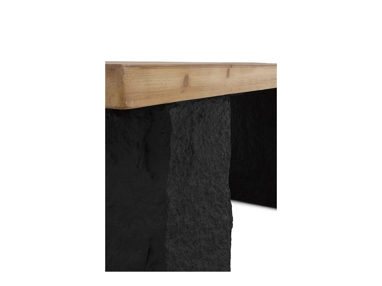 Tisch aus mitteldichten Faserplatten mit Fichtenfurnier und Polyresin-Sockel 180x90