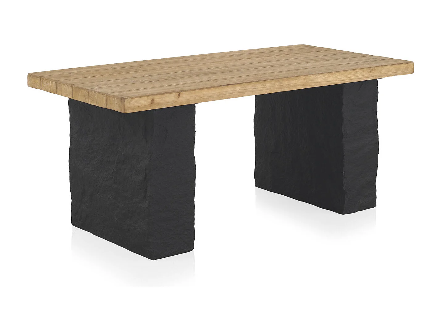 Table en fibres de densité moyenne plaquée en sapin et base en polyrésine 180x90