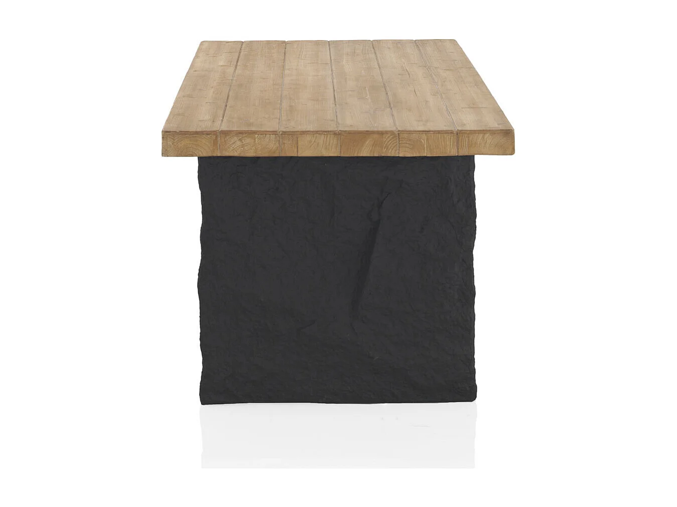 Table en fibres de densité moyenne plaquée en sapin et base en polyrésine 180x90