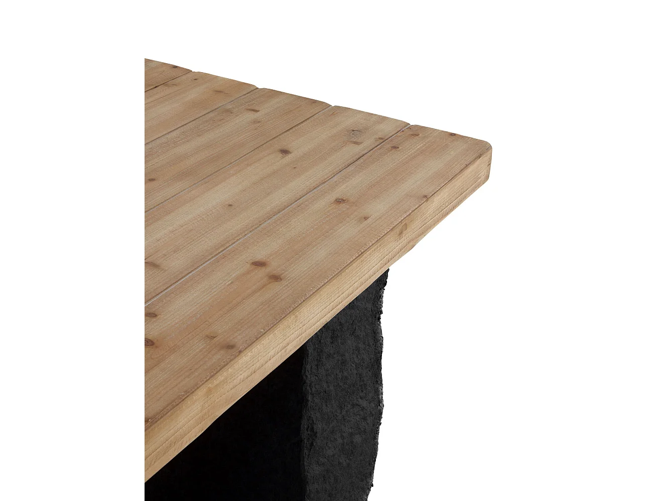 Table en fibres de densité moyenne plaquée en sapin et base en polyrésine 180x90