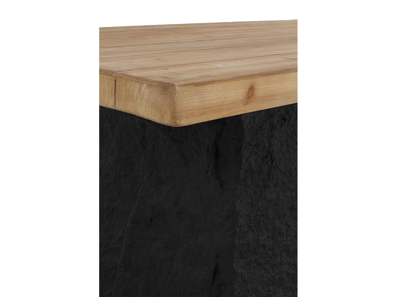 Tisch aus mitteldichten Faserplatten mit Fichtenfurnier und Polyresin-Sockel 180x90