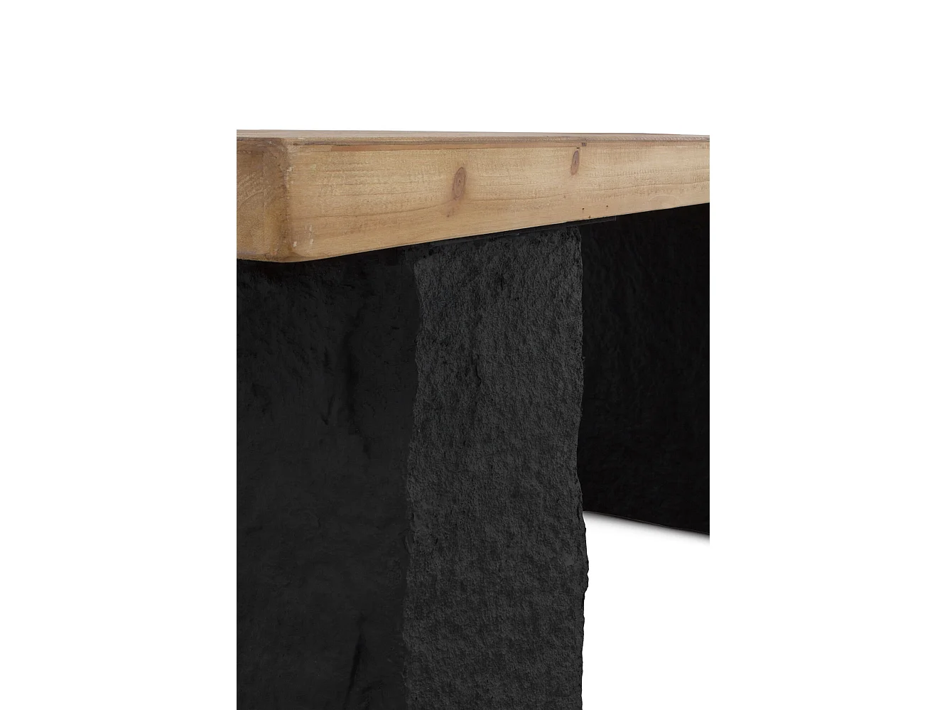 Tisch aus mitteldichten Faserplatten mit Fichtenfurnier und Polyresin-Sockel 180x90