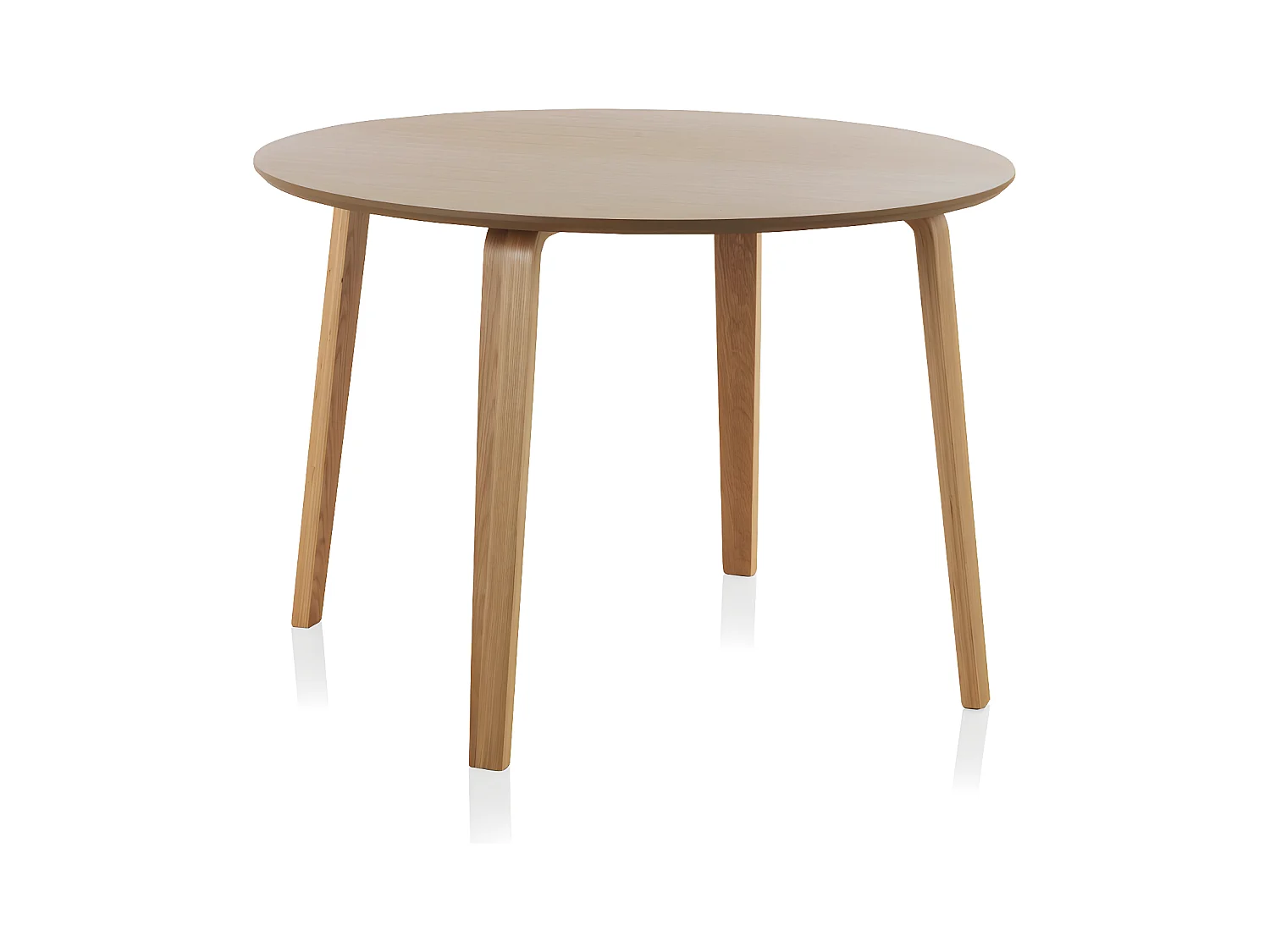 Table en panneaux de fibres avec pieds en chêne plaqué diamètre 110