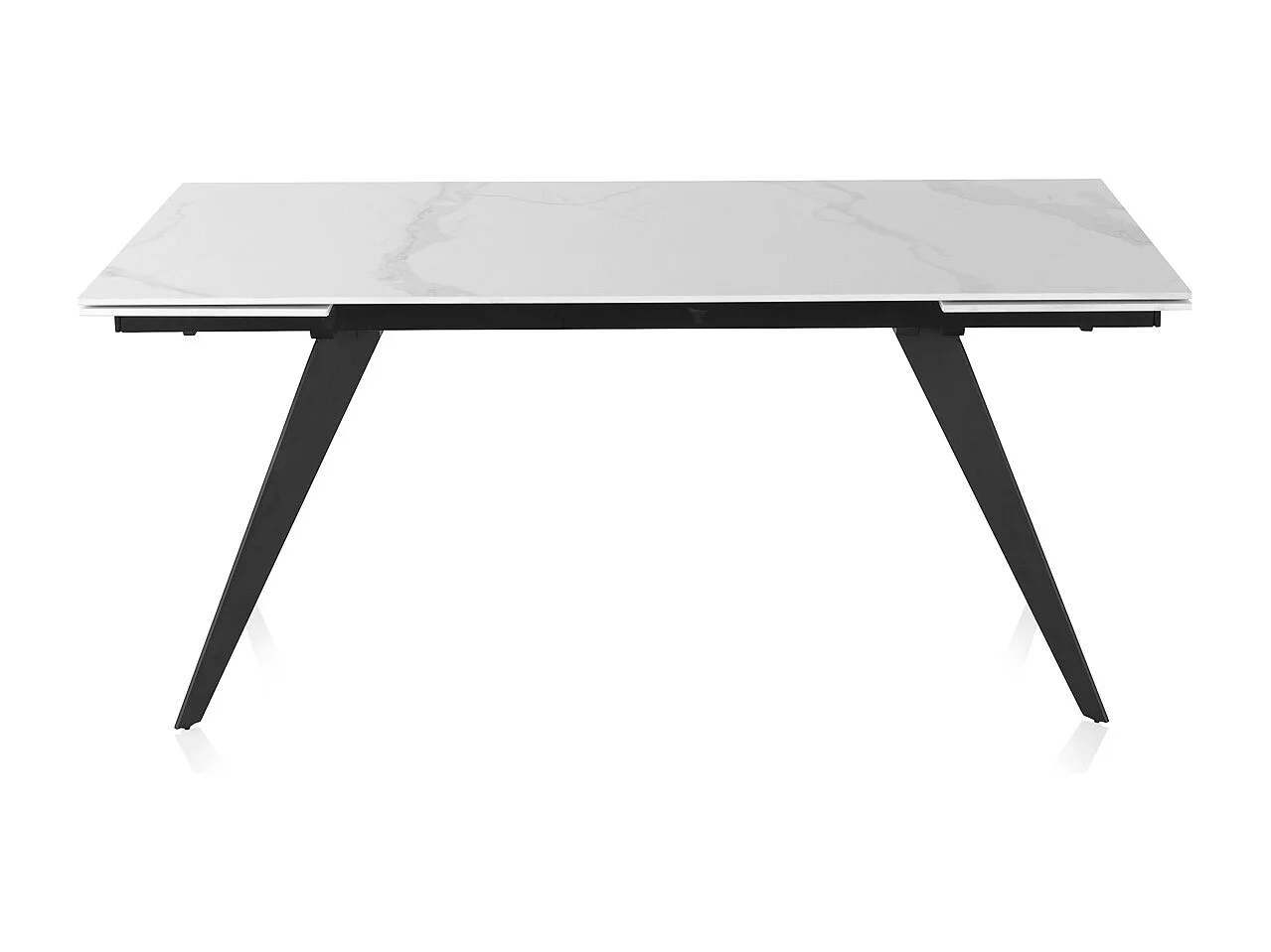 Table extensible en céramique blanche 180/260x95 avec pied en métal noir