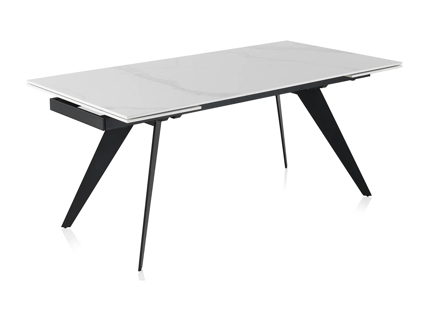 Table extensible en céramique blanche 180/260x95 avec pied en métal noir