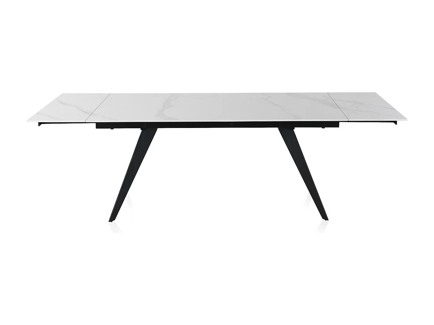Table extensible en céramique blanche 180/260x95 avec pied en métal noir