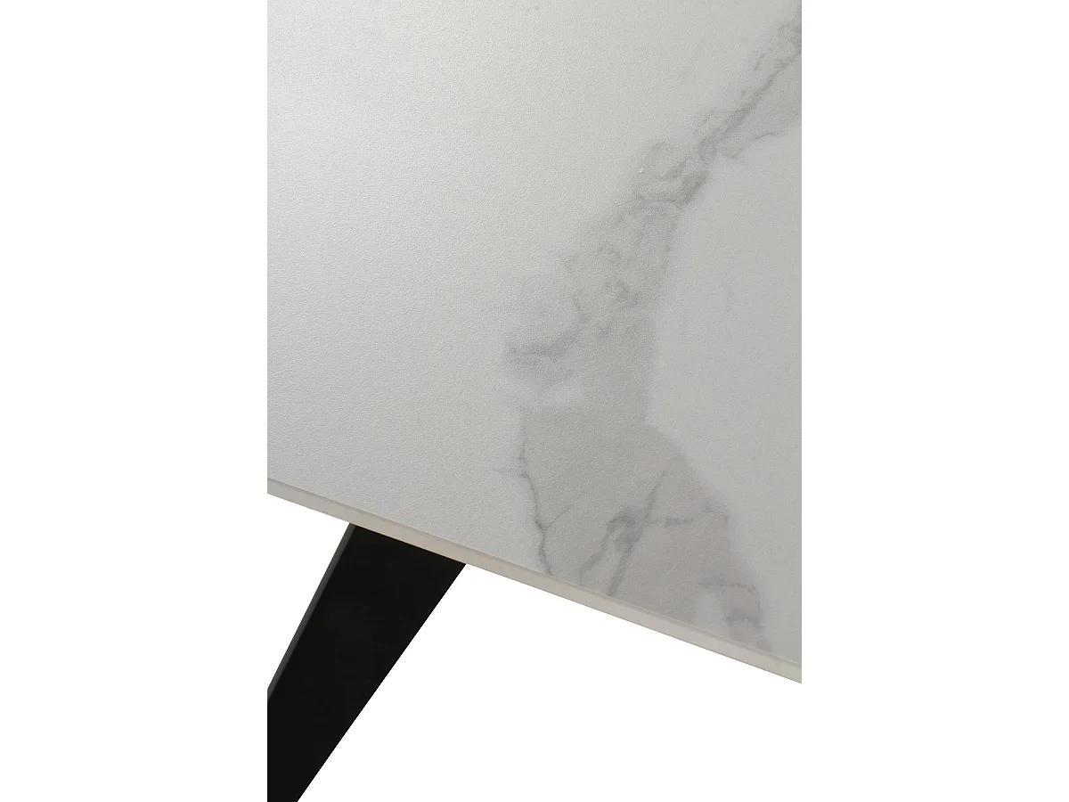 Table extensible en céramique blanche 180/260x95 avec pied en métal noir