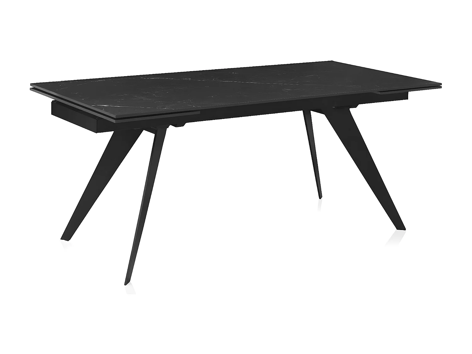 Tavolo in ceramica nera allungabile 180/260x95 con gambe in metallo nero