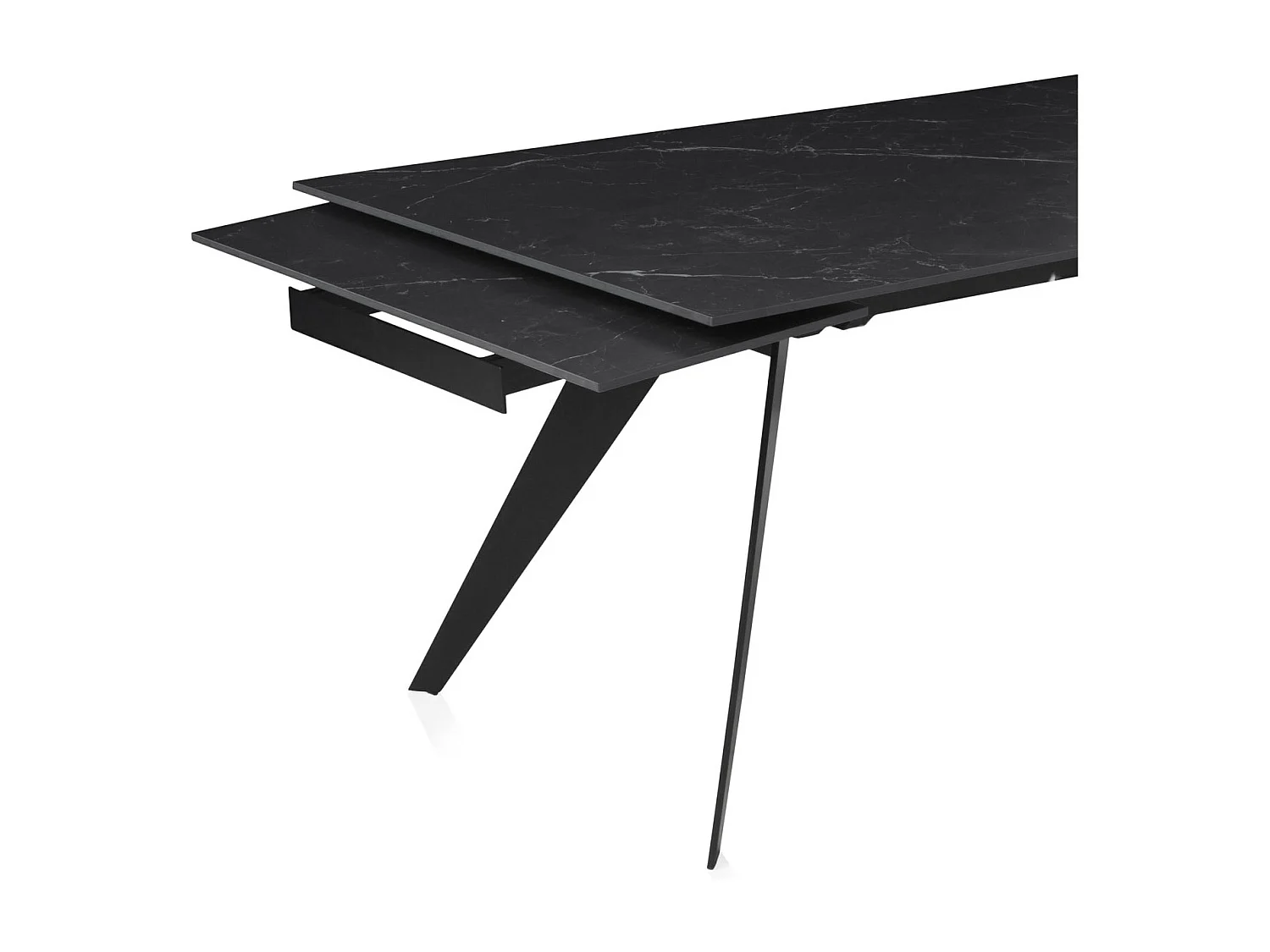 Tavolo in ceramica nera allungabile 180/260x95 con gambe in metallo nero