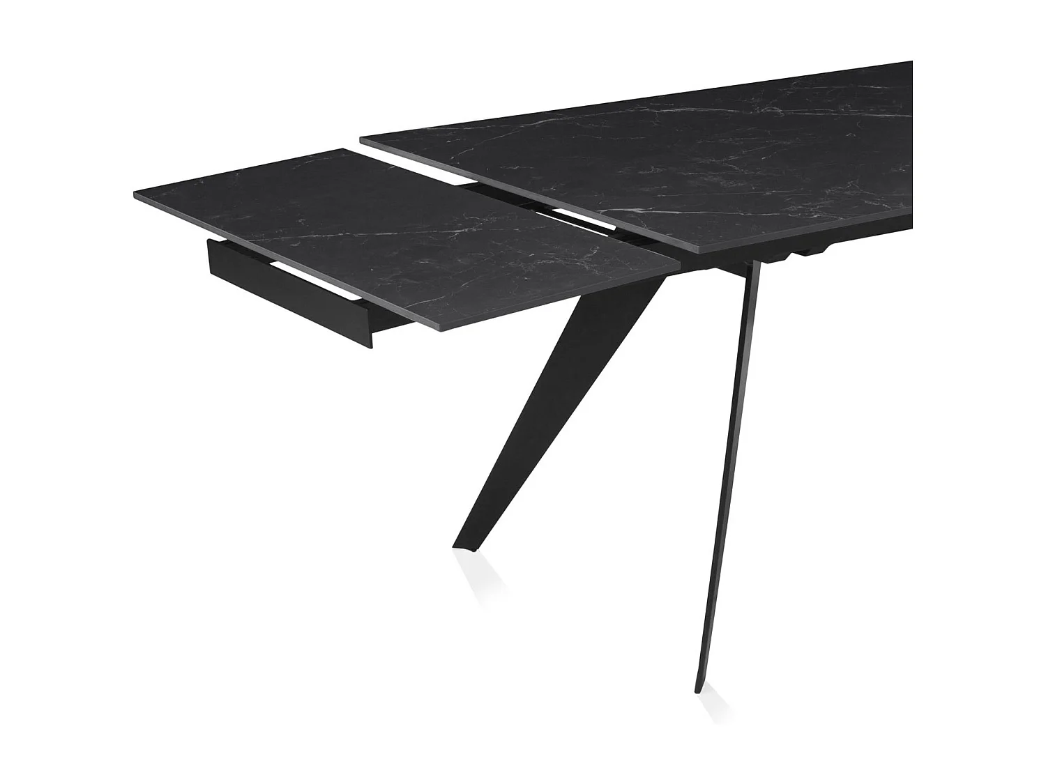 Tavolo in ceramica nera allungabile 180/260x95 con gambe in metallo nero