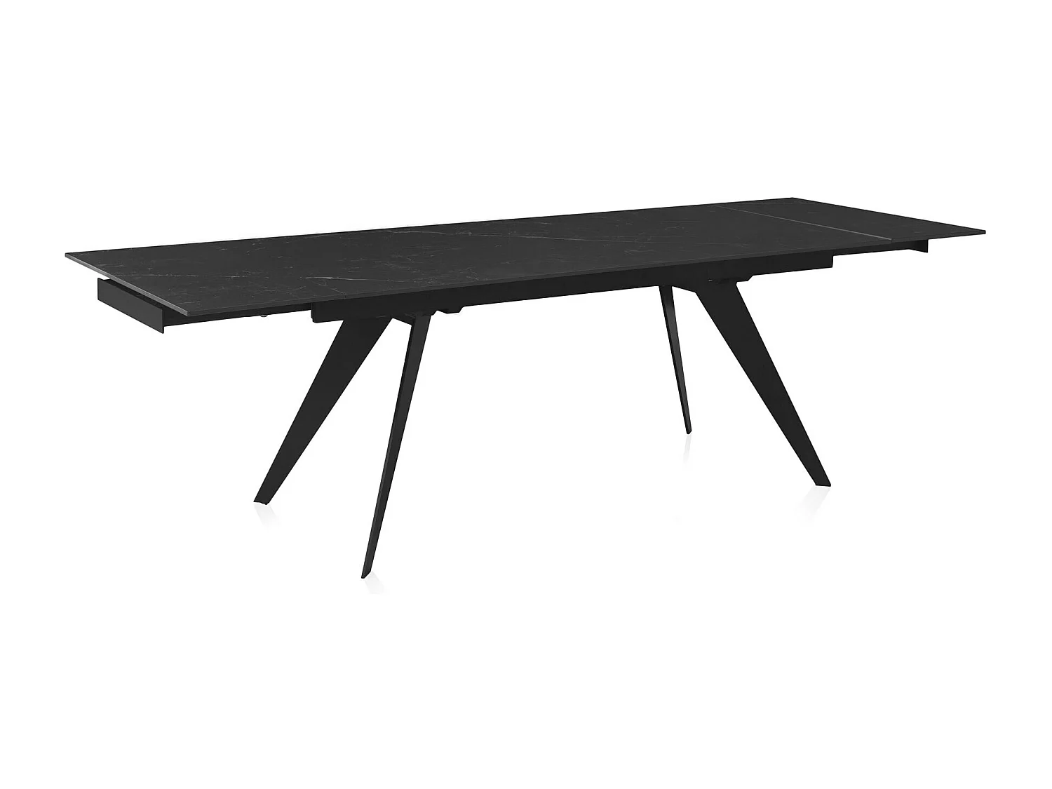 Tavolo in ceramica nera allungabile 180/260x95 con gambe in metallo nero
