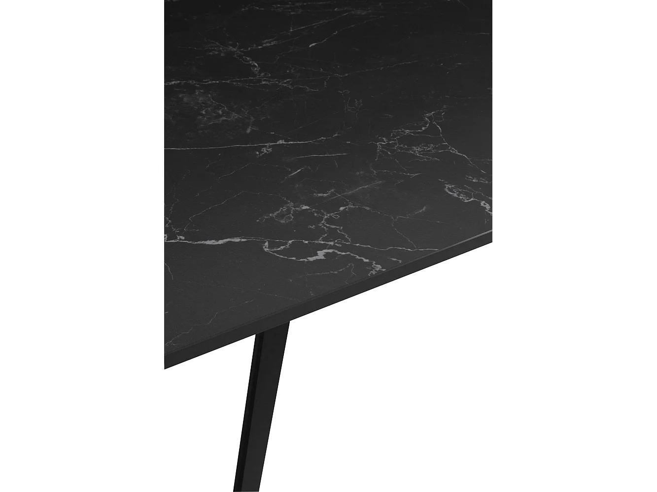 Schwarzer ausziehbarer Keramiktisch 180/260x95 mit schwarzen Metallbeinen