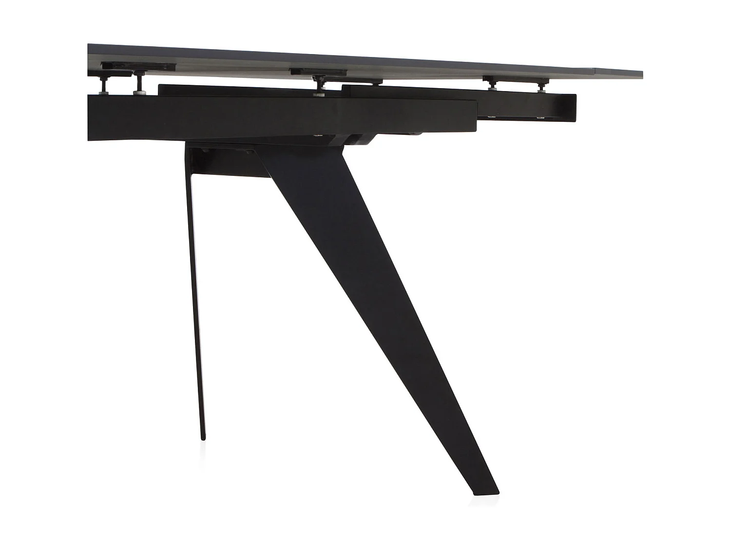 Schwarzer ausziehbarer Keramiktisch 180/260x95 mit schwarzen Metallbeinen