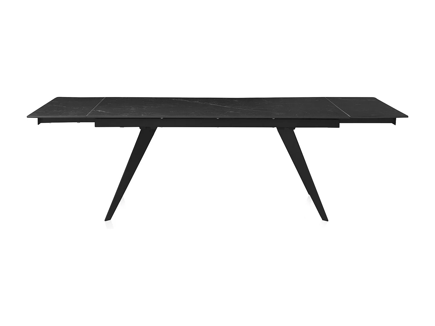 Schwarzer ausziehbarer Keramiktisch 180/260x95 mit schwarzen Metallbeinen