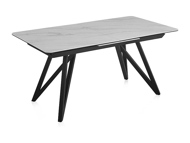 Table à rallonge en céramique blanche avec pieds en métal 160/210x90