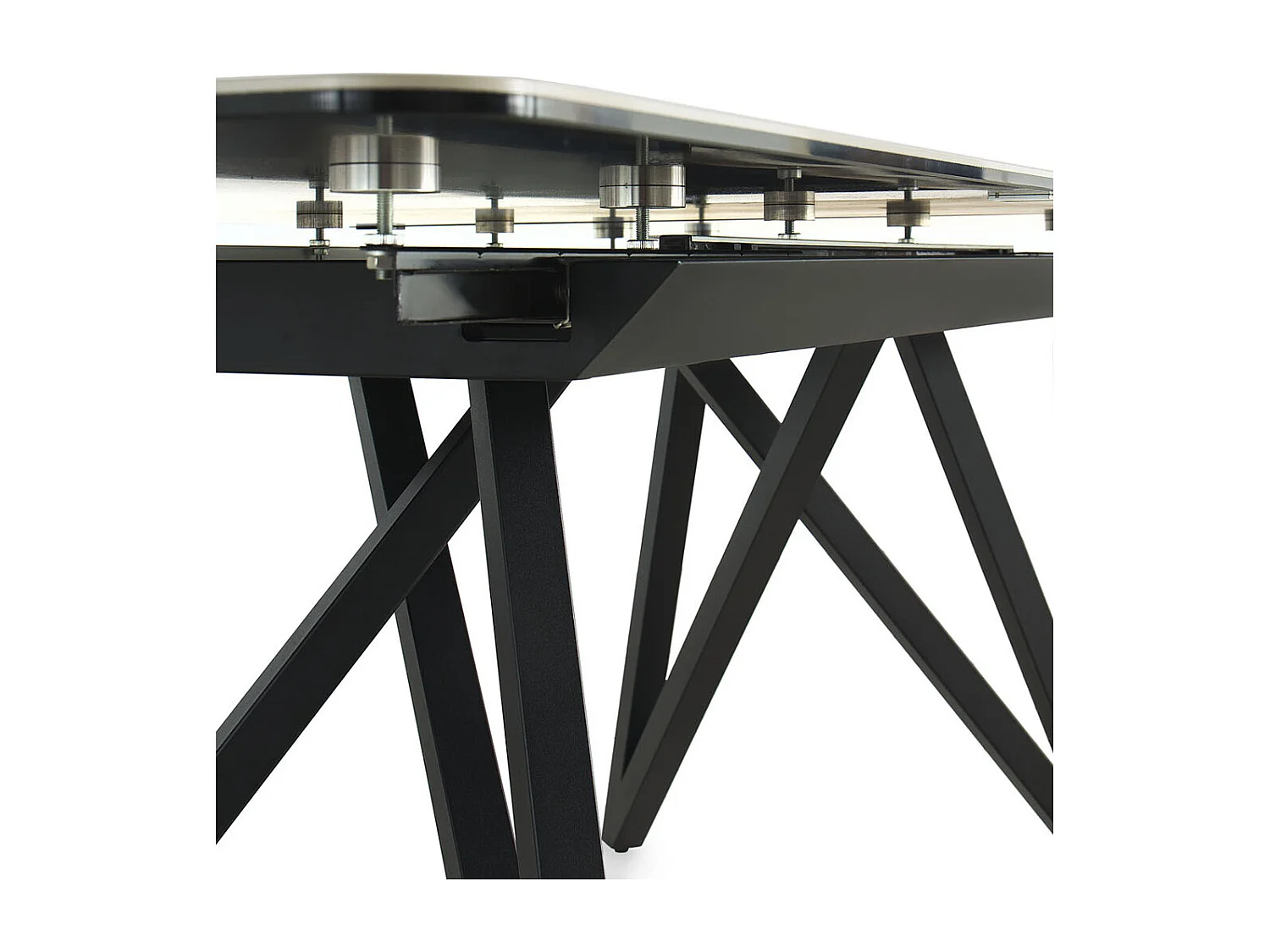 Table à rallonge en céramique blanche avec pieds métalliques 160/210x90