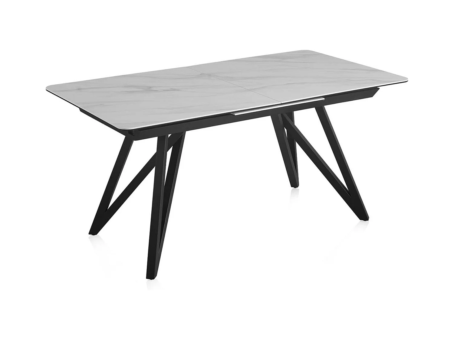 Table à rallonge en céramique blanche avec pieds en métal 160/210x90