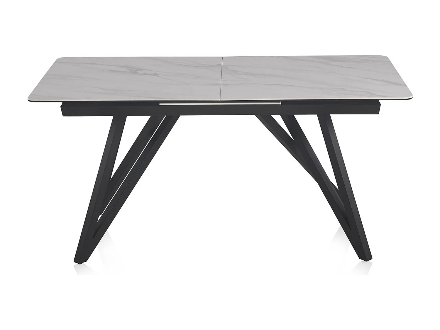 Ausziehbarer Tisch aus weißer Keramik mit Metallbeinen 160/210x90