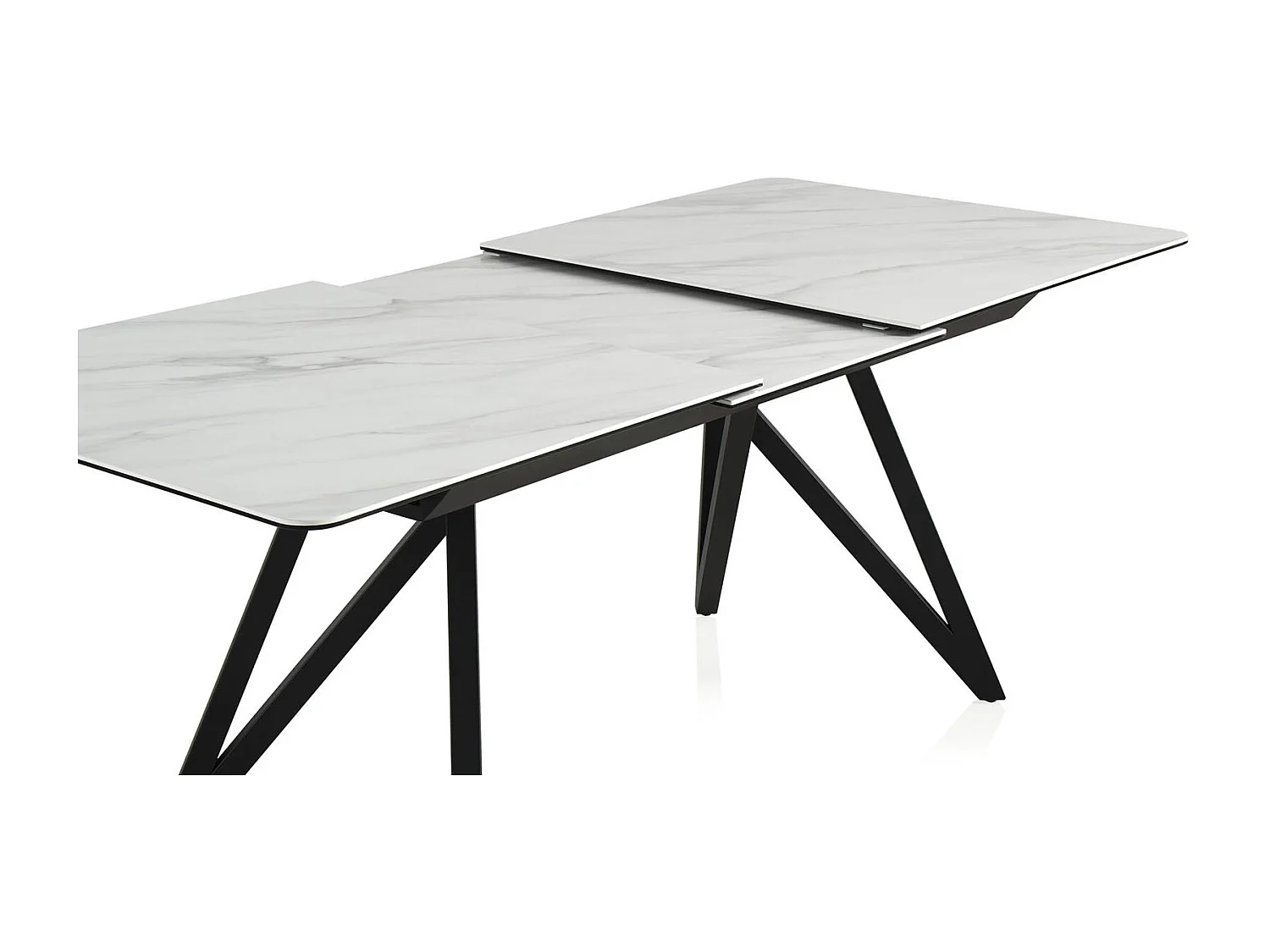 Ausziehbarer Tisch aus weißer Keramik mit Metallbeinen 160/210x90