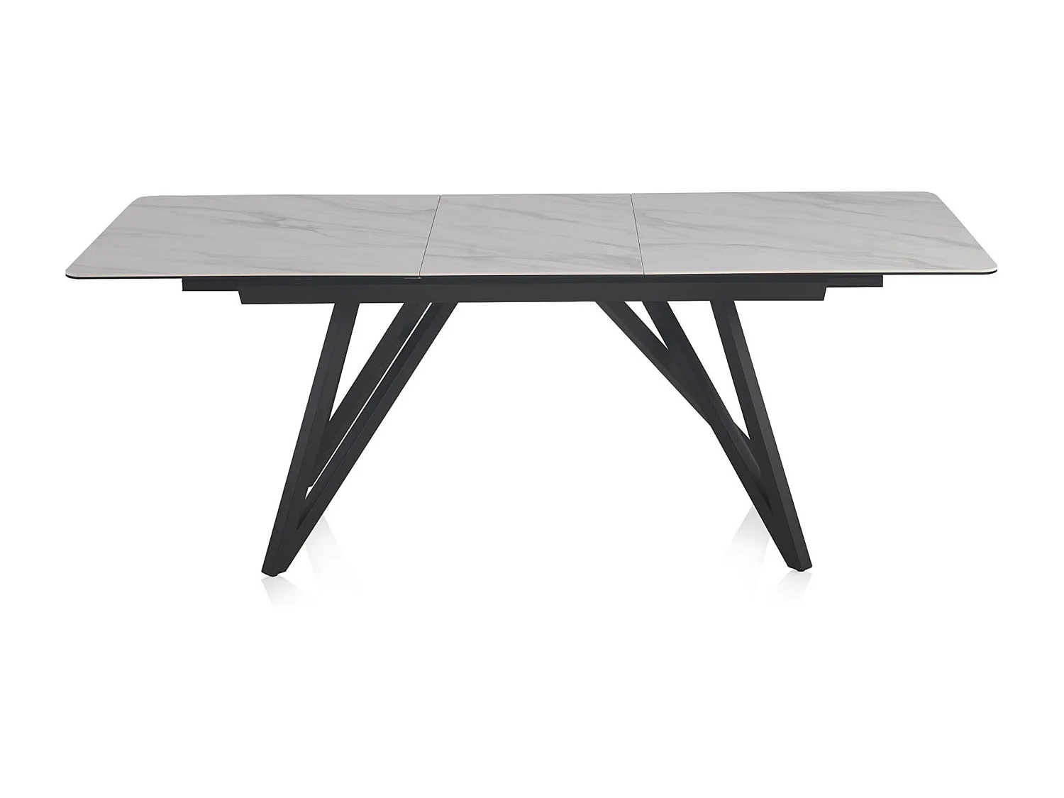 Ausziehbarer Tisch aus weißer Keramik mit Metallbeinen 160/210x90