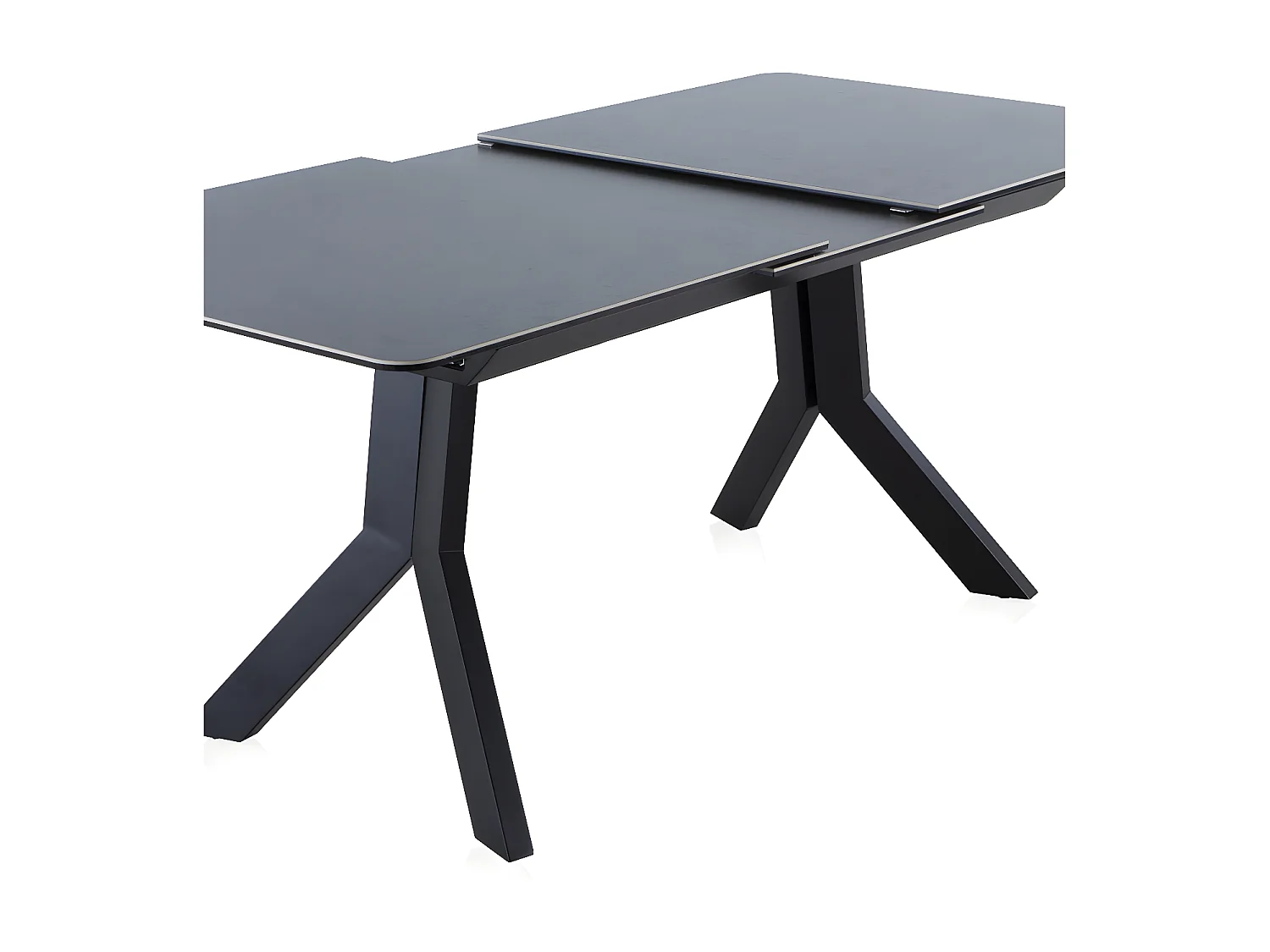 Mesa extensível de folhas em cerâmica cinzenta com pés em metal 160/210x90