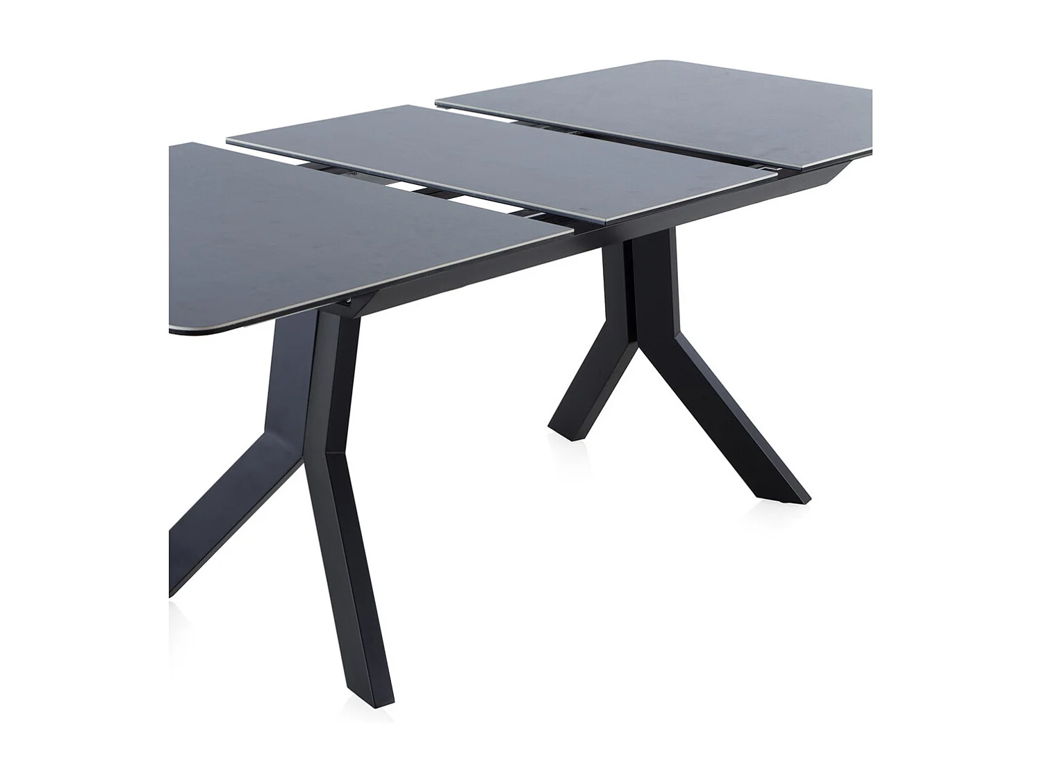 Mesa extensível de folhas em cerâmica cinzenta com pés em metal 160/210x90