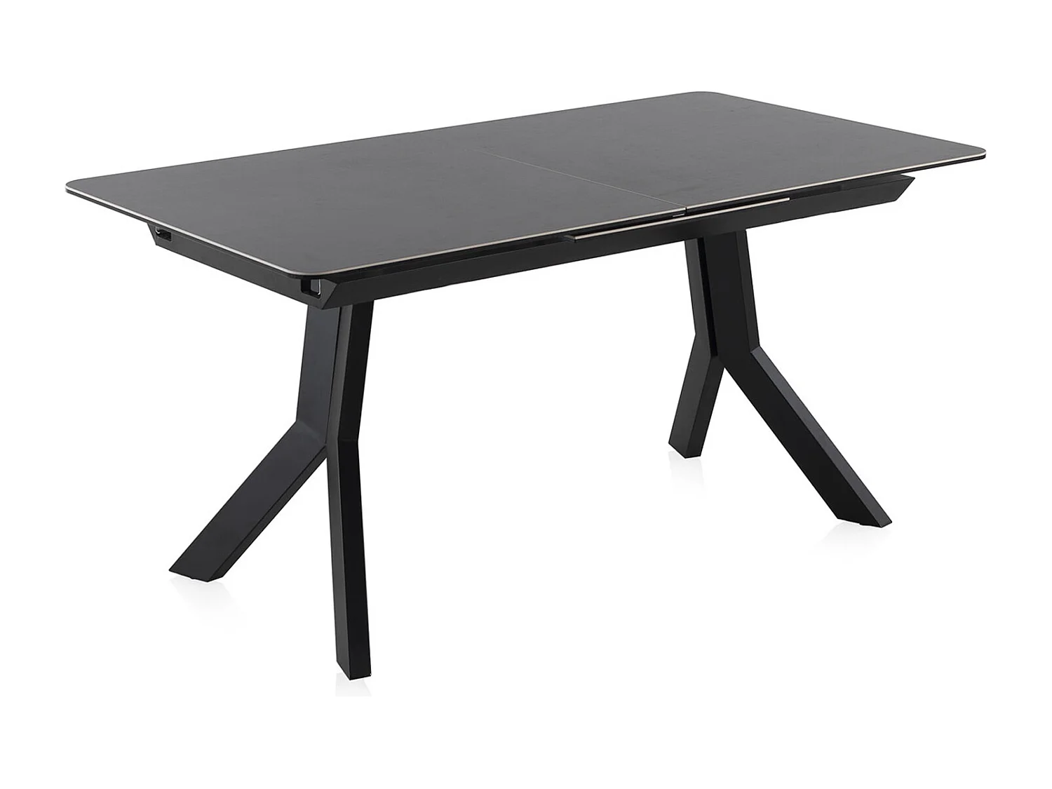 Tisch mit ausziehbarer Platte aus grauer Keramik mit Metallbeinen 160/210x90