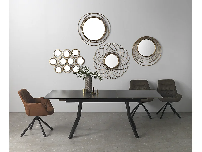 Table extensible en céramique grise avec pieds en métal 160/210x90