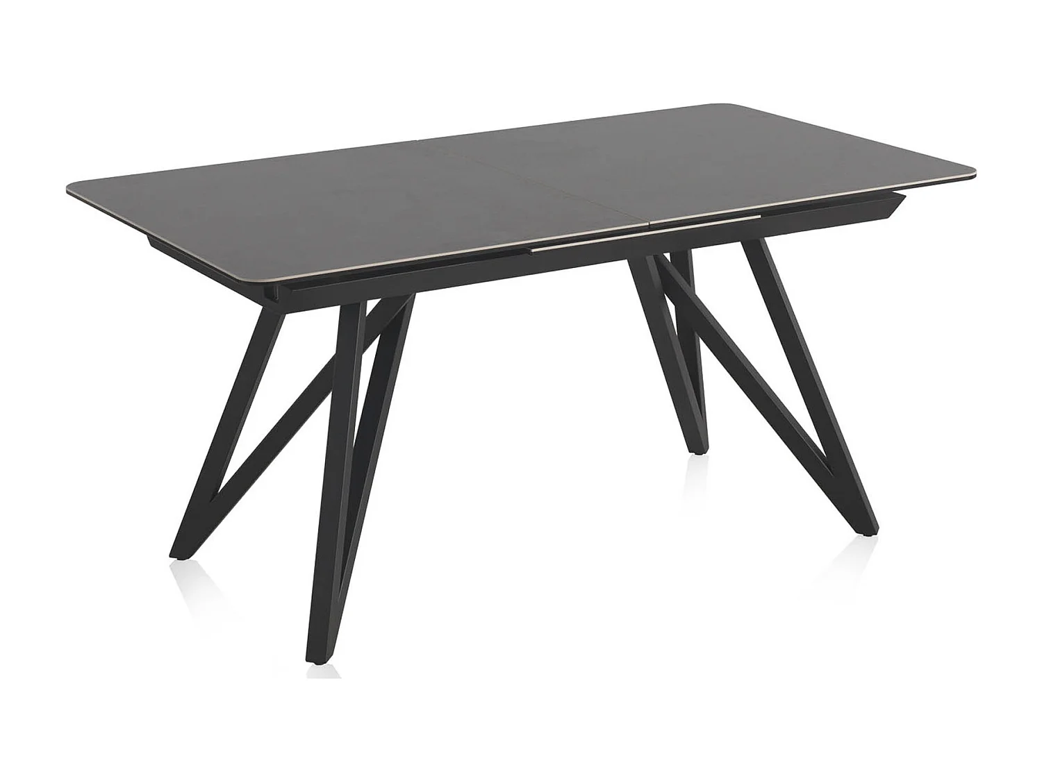 Ausziehtisch aus grauer Keramik mit Metallbeinen 160/210x91