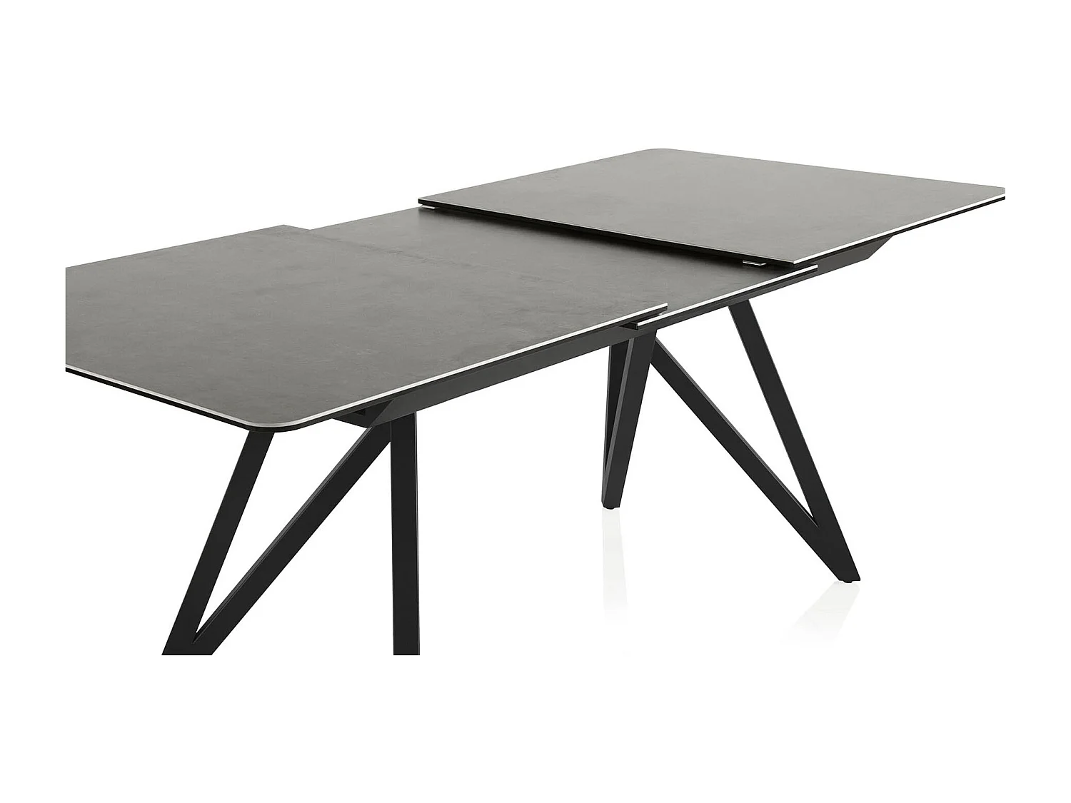 Ausziehtisch aus grauer Keramik mit Metallbeinen 160/210x91