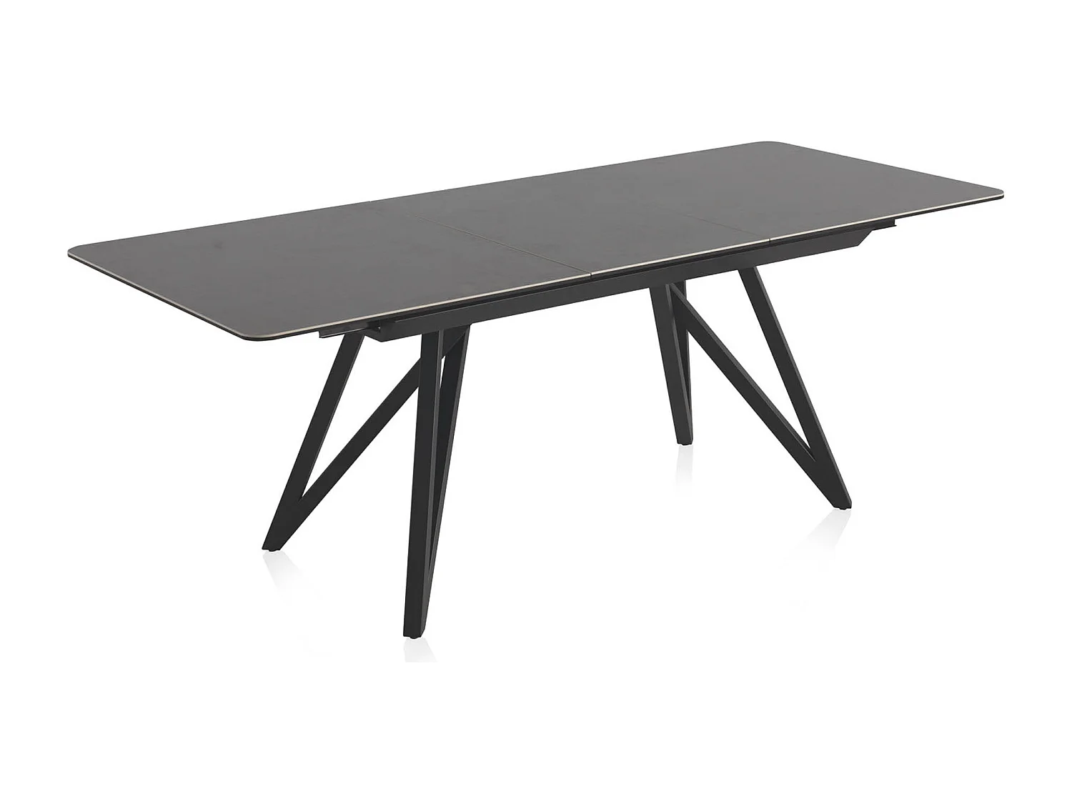 Ausziehtisch aus grauer Keramik mit Metallbeinen 160/210x91