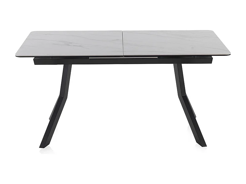 Table à rallonge en céramique blanche avec pieds en métal 160/210x90