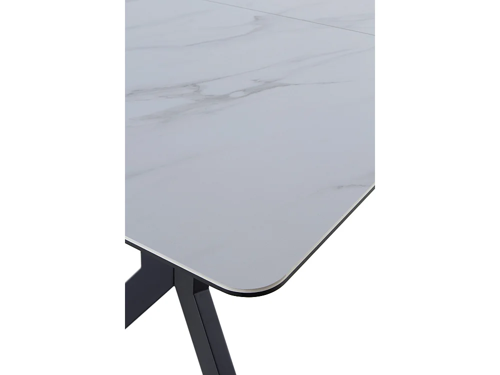 Mesa extensível de cerâmica branca com pés de metal 160/210x90