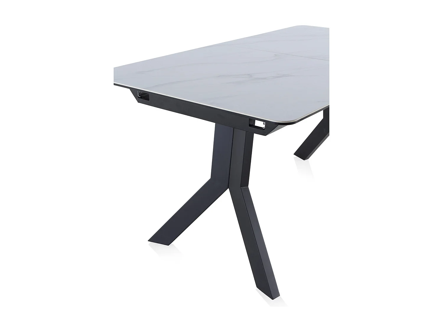 Mesa extensível de cerâmica branca com pés de metal 160/210x90