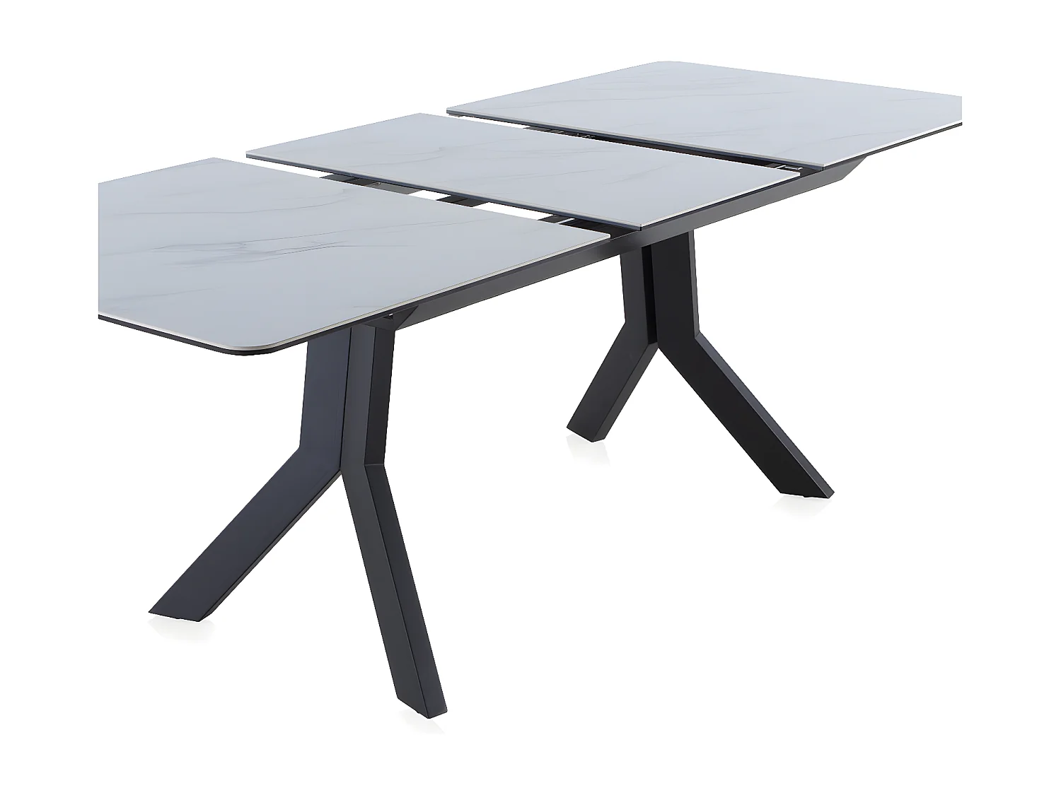Mesa extensível de cerâmica branca com pés de metal 160/210x90