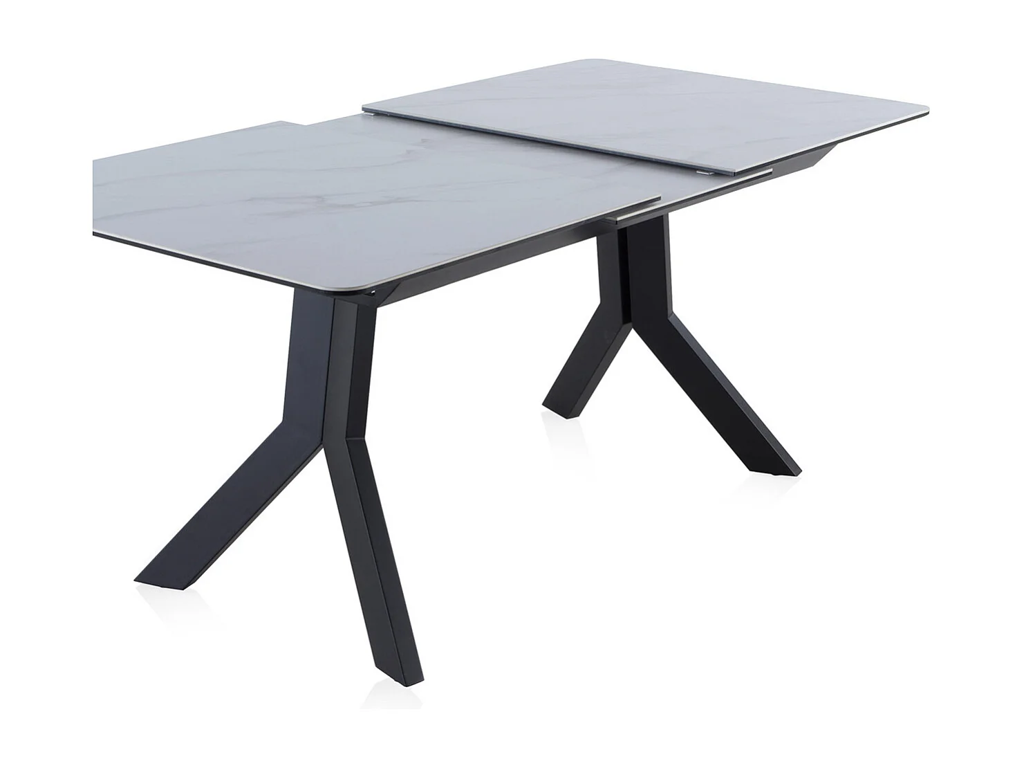 Table extensible en céramique blanche avec pieds en métal 160/210x90