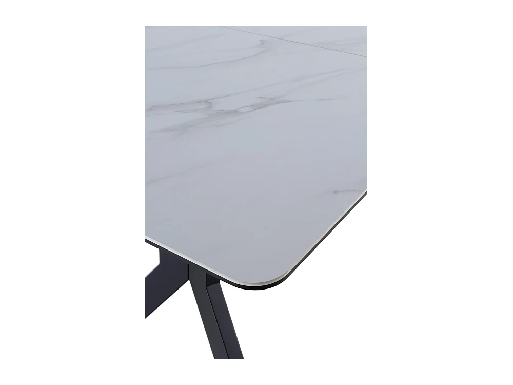Mesa extensible de cerámica blanca con patas de metal 160/210x90